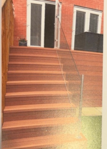 Amber composite decking design inspiration — Wide Feature Steps