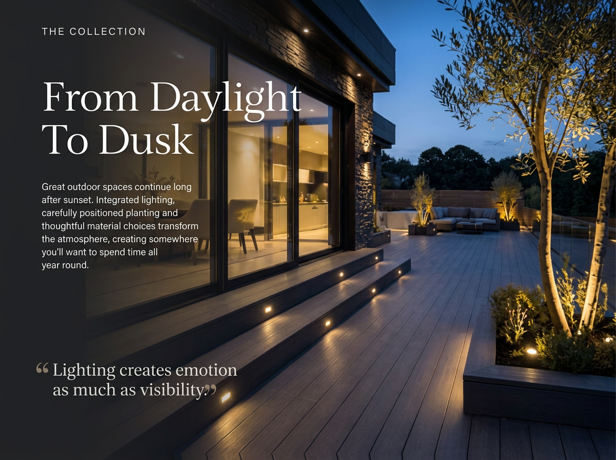 Brochure page: From daylight to dusk
