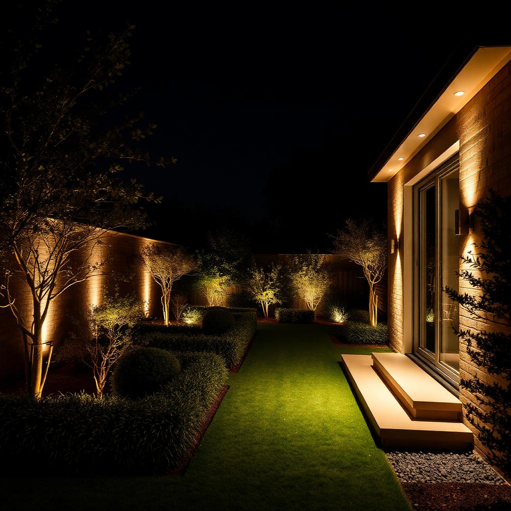 Restrained warm garden lighting done well