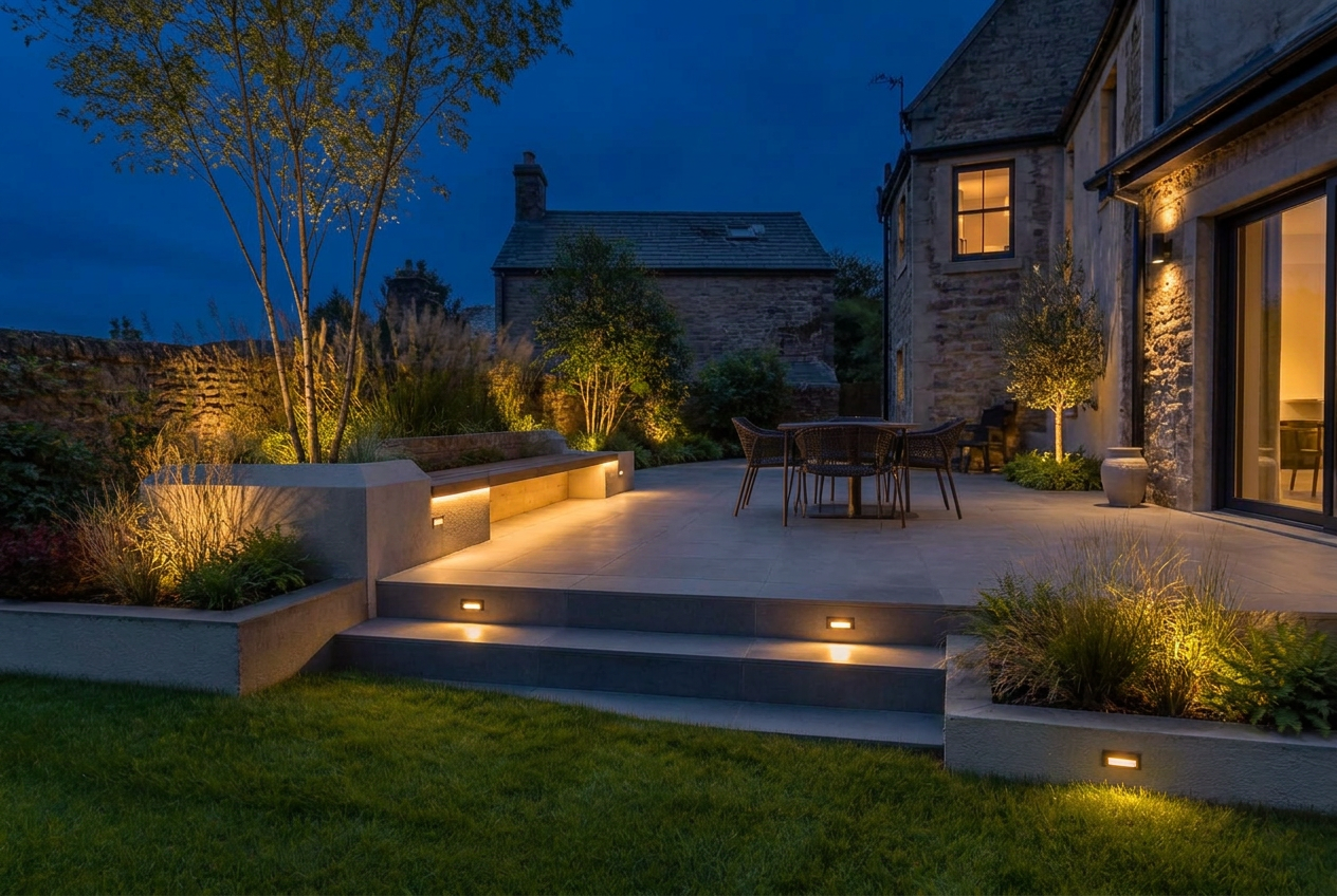 Terrace lit at 2700K warm white