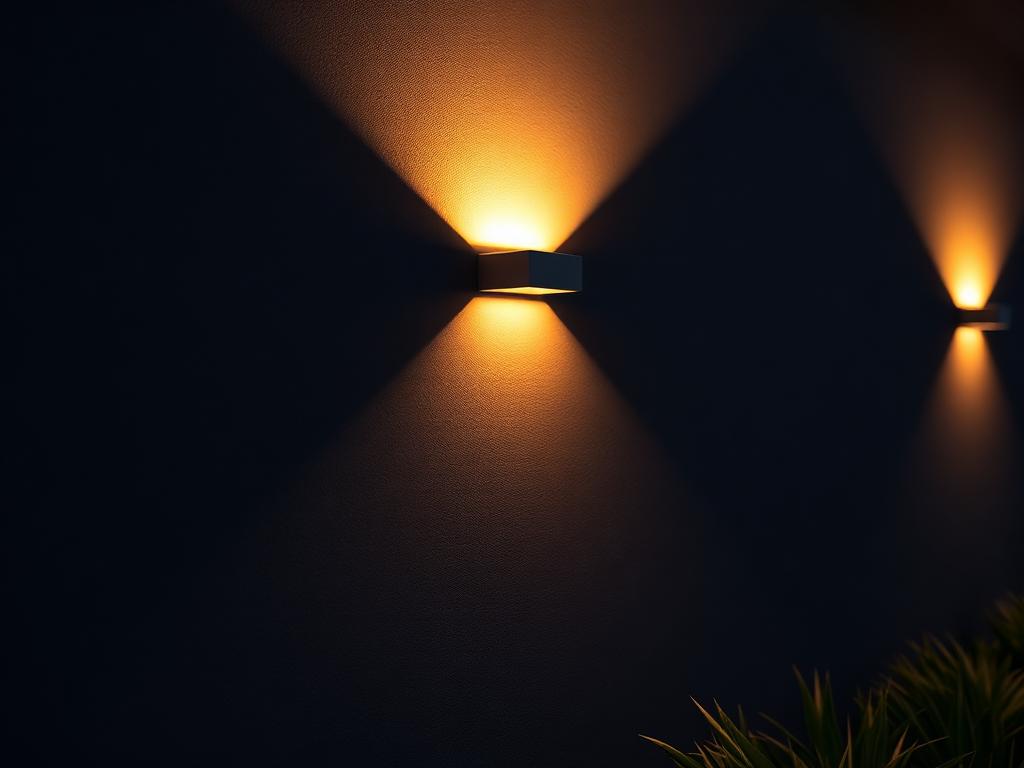 Up and down wall light on a rendered wall